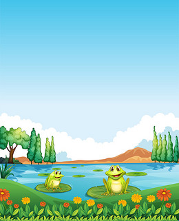 【卡通池塘背景图片】_卡通池塘高清背景素材