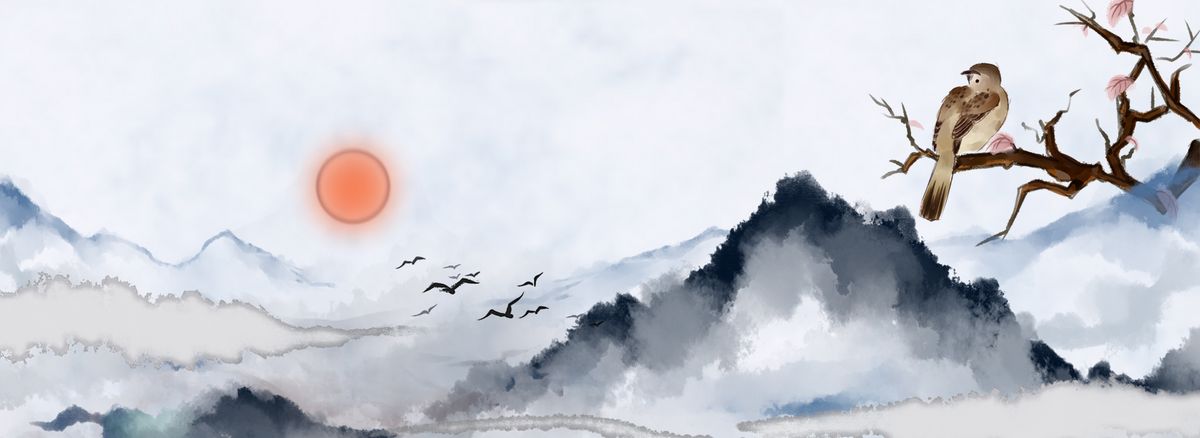 水墨中国风黑白海报banner背景图片免费下载_海报/psd