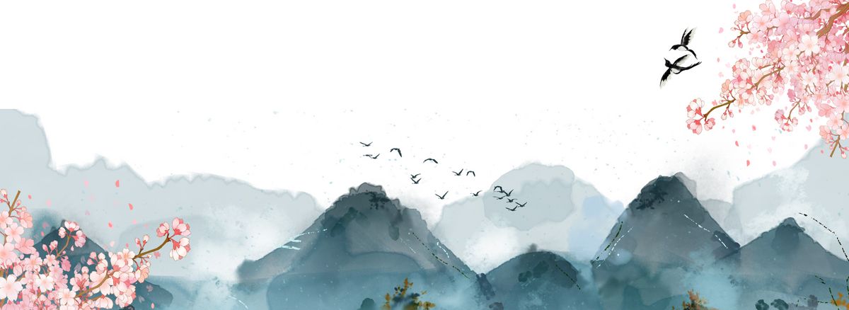 桃花节梦幻水墨中国风banner