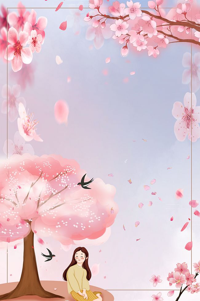 粉色手绘樱花节浪漫花卉背景背景图片素材