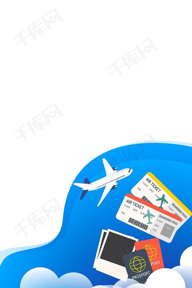 蓝色创意扁平化特价机票背景图片免费下载_广告背景\/psd_千库网(图片编号