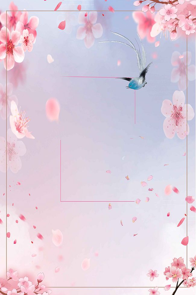 粉色唯美手绘桃花夏季新品海报背景素材背景图片素材