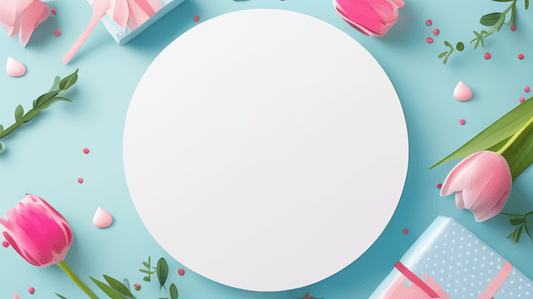 背景圆框背景图片_清新情人节花朵白色圆框背景图片