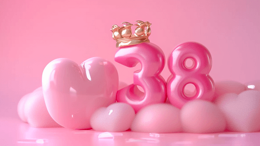 粉色妇女节女神节爱心立体3.8背景素材