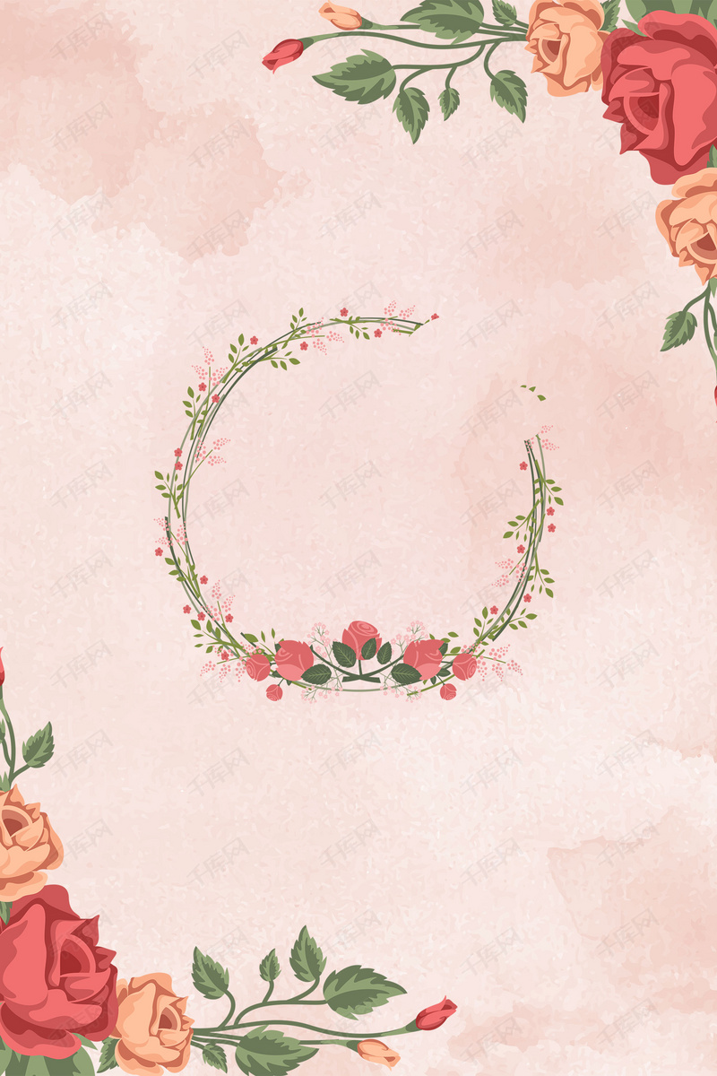 粉色手绘温馨母亲节花卉背景