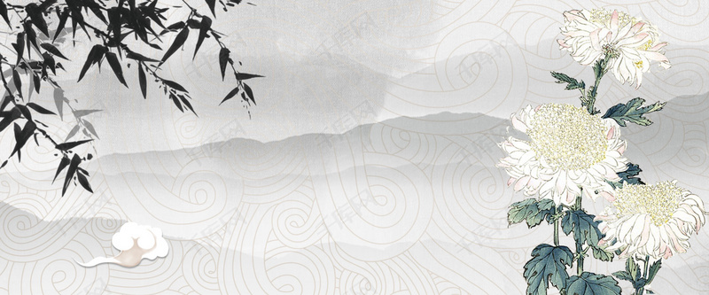 重阳节赏菊中国风古风传统banner