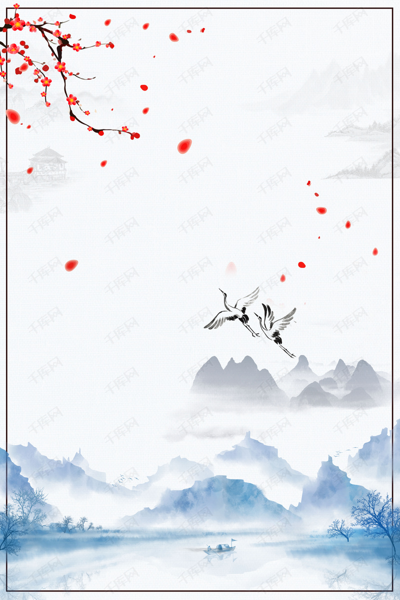 中国风水墨山水画背景素材