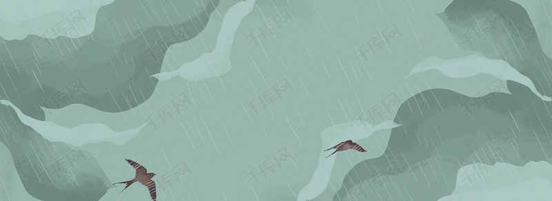 手绘海燕雨中飞翔背景图