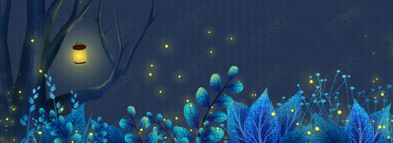 深蓝夜色萤火虫背景