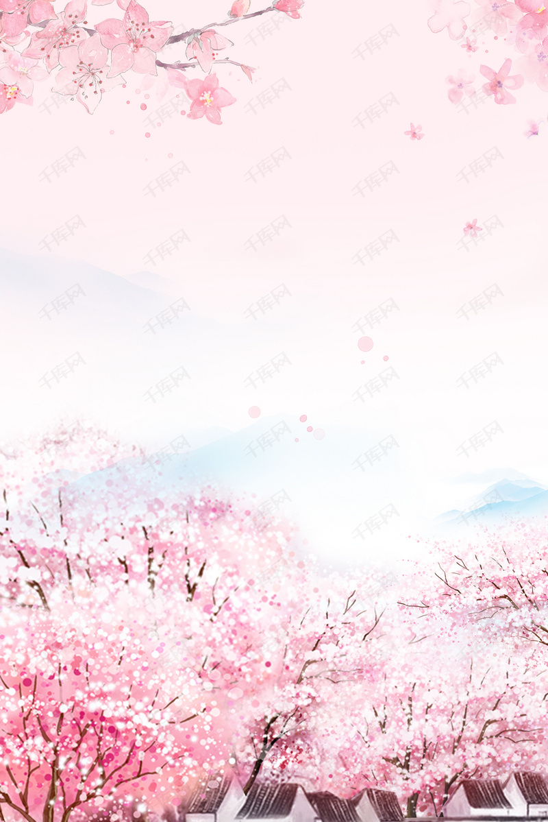 唯美浪漫樱花节背景图片免费下载_广告背景/psd_千库