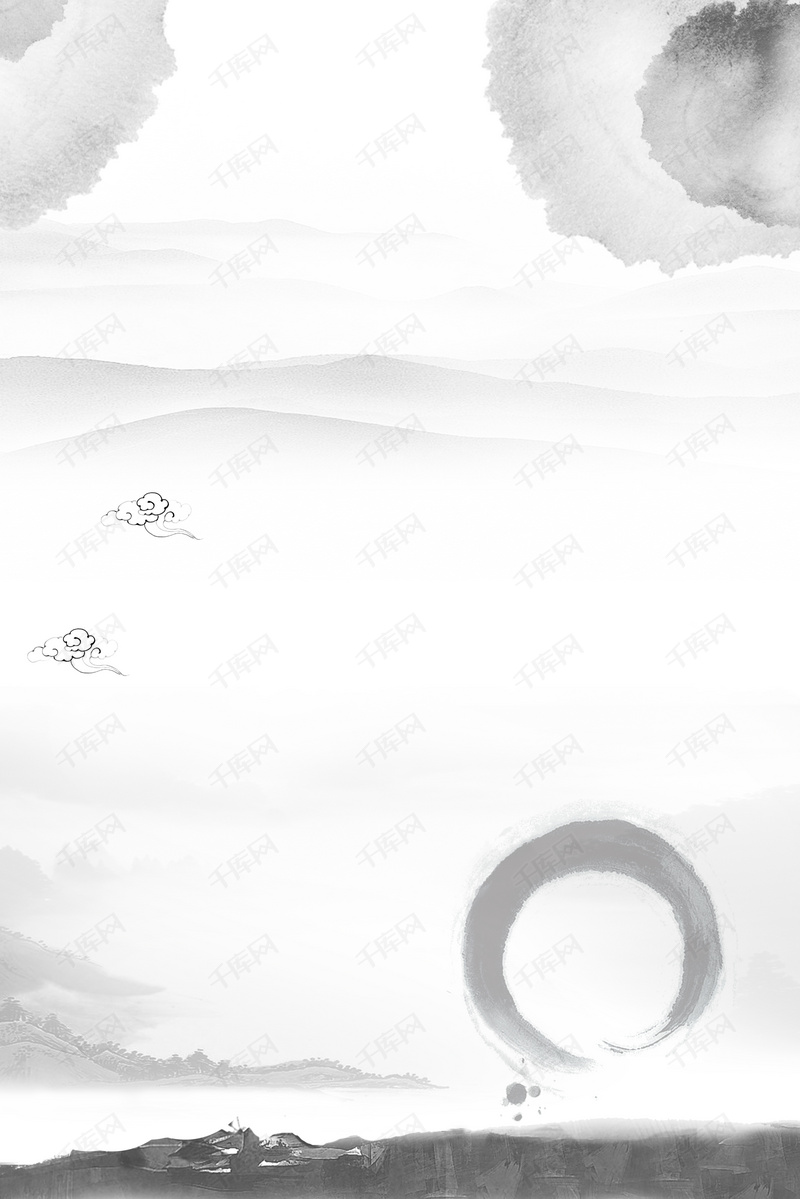 水墨风古风招聘海报背景设计