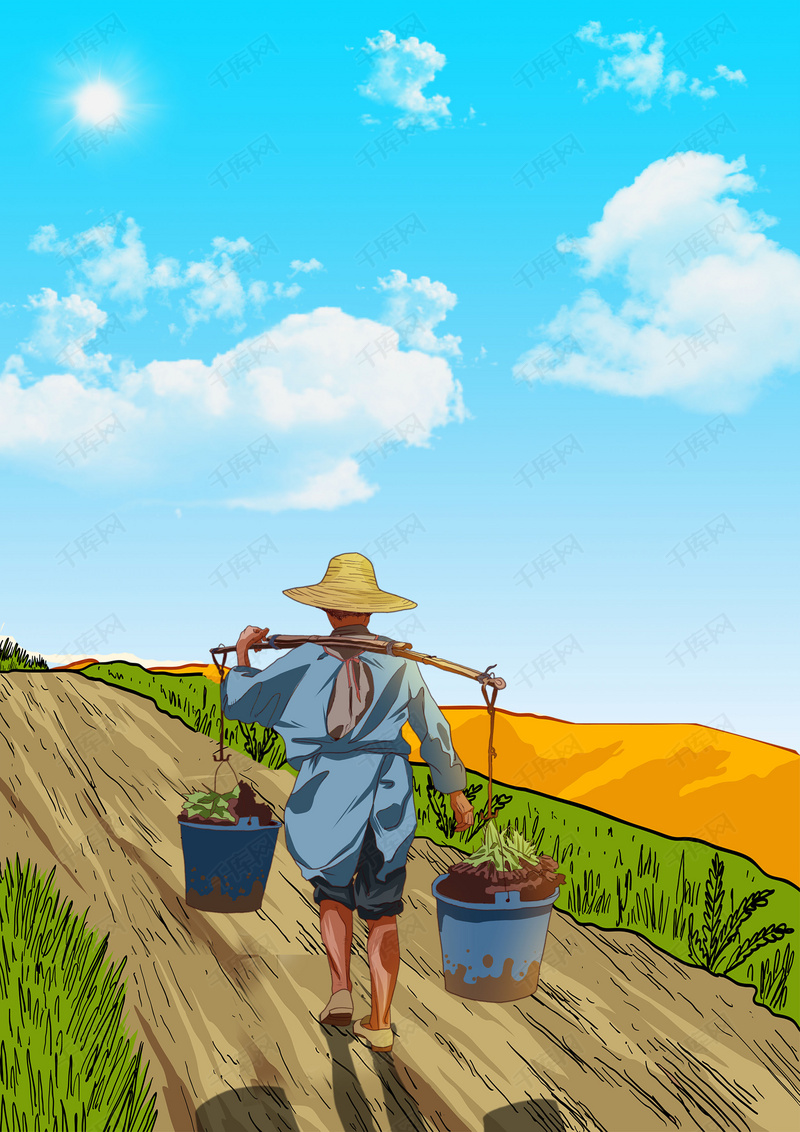 劳动节农民插画海报背景