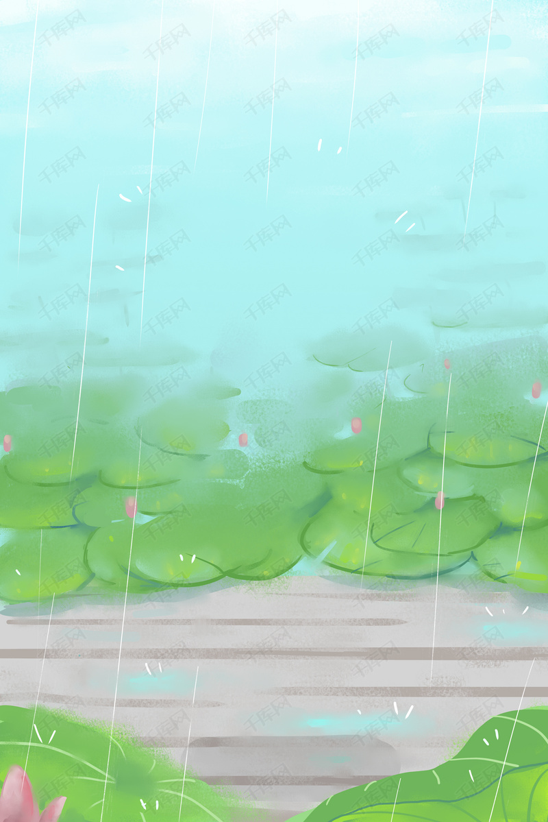 夏天雨季室外背景