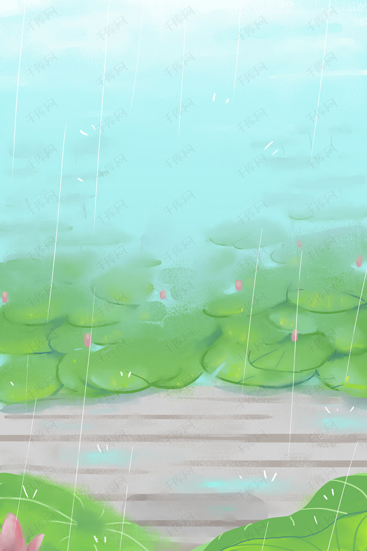 夏天雨季室外背景