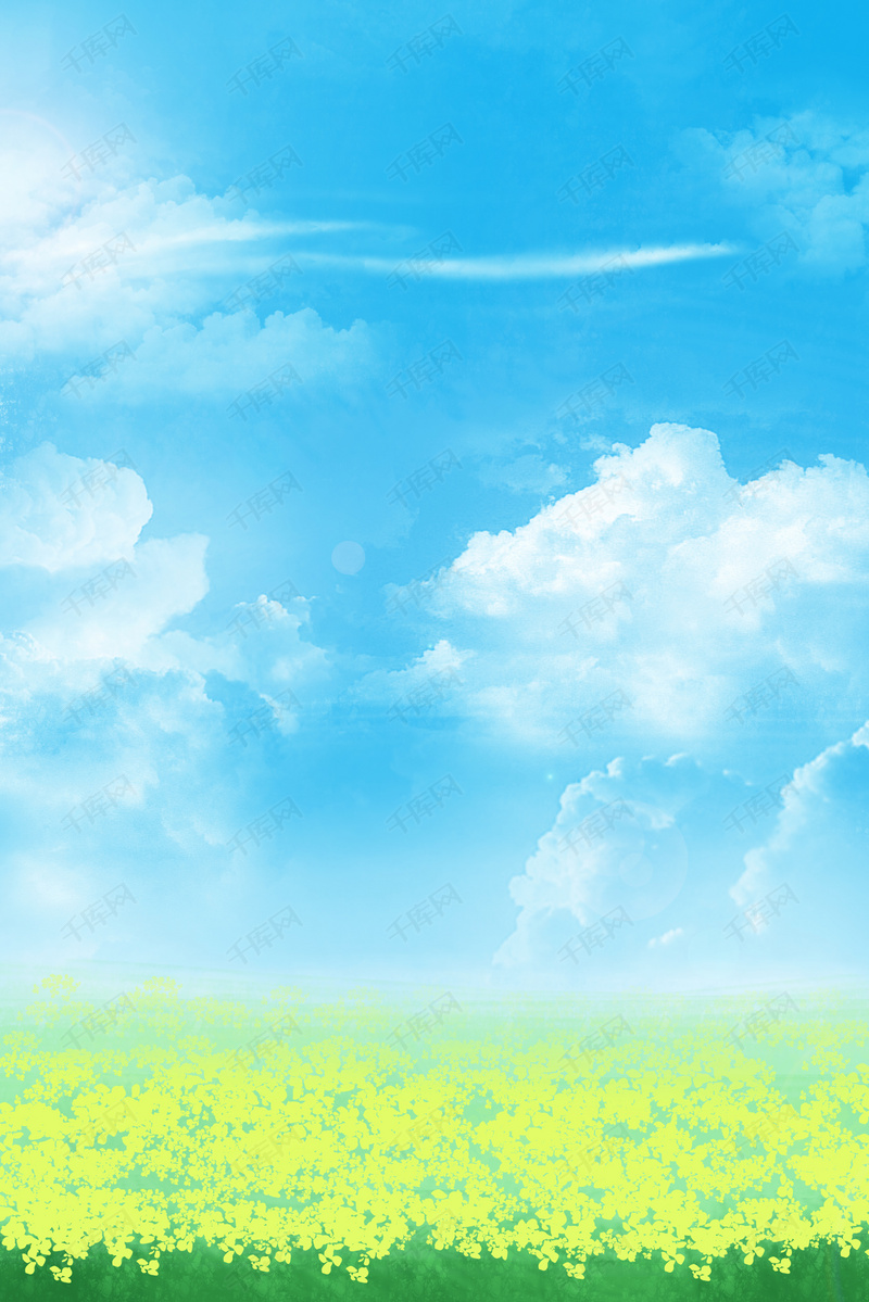 春天的蓝天白云风景图背景图片免费下载-千库网