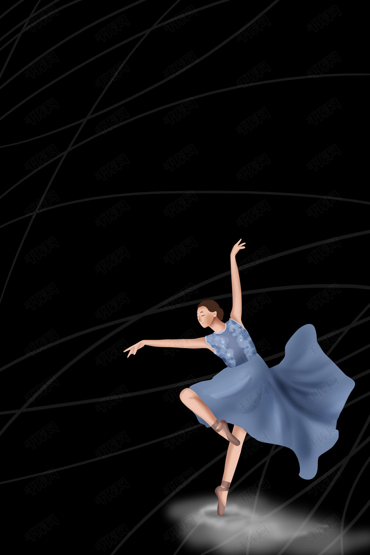 黑色舞蹈唯美海报背景图片免费下载-千库网