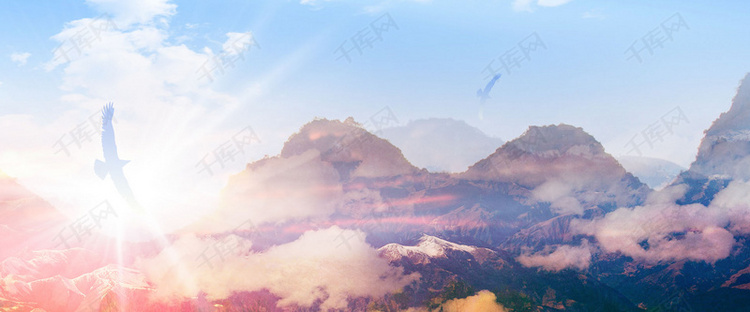 创意合成大气山脉云海背景