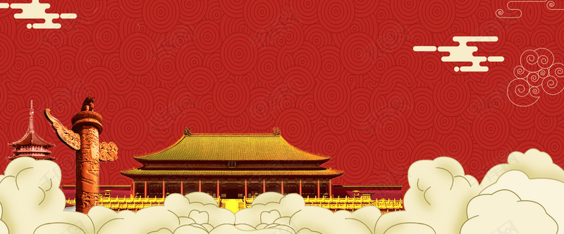 新中国成立70周年大气红色海报背景图片免费下载-千库