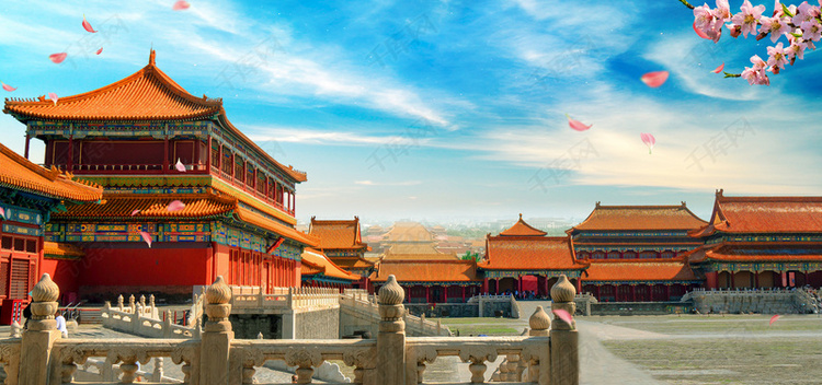 中国风故宫大气分层背景