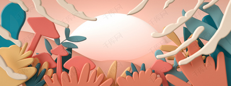 c4d可爱活泼孟菲斯配色三维插画