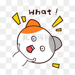 矢量手绘卡通可爱小猫what表情包