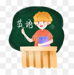 小清新蜡笔风在黑板前讲课的英语老师