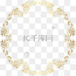 圆形花卉底纹法式边框png图片