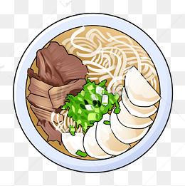 手绘卡通插画牛肉面拉面美食