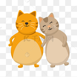 卡通情侣动物猫咪插画