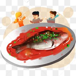 海鲜美食红烧鱼插画