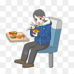 春运车上吃泡面png