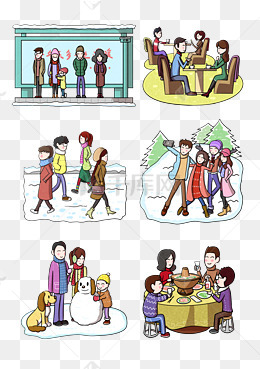 冬季人物生活场景插画合集素材图片免费下载_高清psd