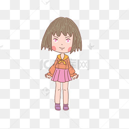 卡通手绘人物漂亮的小妹妹