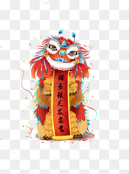 舞龙舞狮春节元素