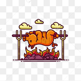 矢量烤乳猪bbq