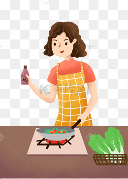 家庭主妇烹饪主题插画