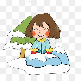 冬季看雪景的小女孩