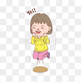 卡通手绘人物蹦跳开心少女