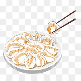 手绘冬至美食一盘饺子插画