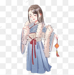 手绘中国风水彩古风小男孩过新年拜新年