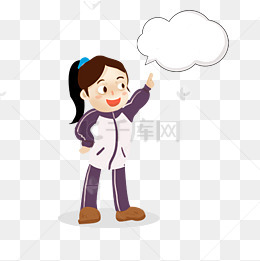 卡通手绘可爱的穿校服的小女孩指着对话框