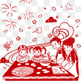复古剪纸玩灯笼的小孩素材图片免费下载_高清psd_千库