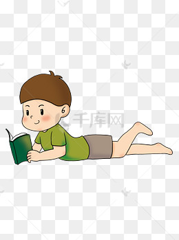 手绘看书的小男孩可商用