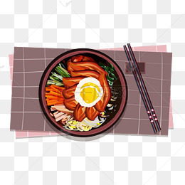 韩国美食之石锅拌饭插画