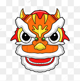 中国风舞狮头卡通插画