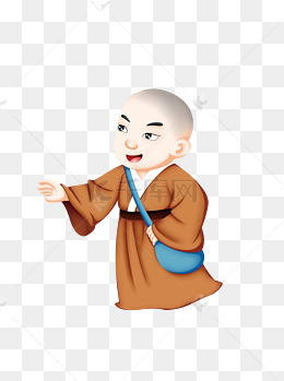 古风小和尚卡通可爱设计可商用元素