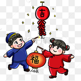 2019年新年快乐系列卡通手绘q版庆祝鞭炮