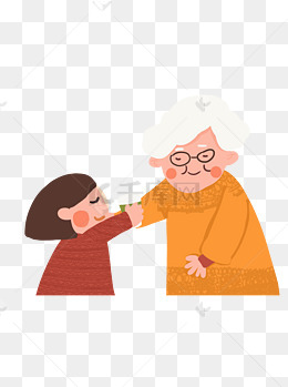 听奶奶讲故事的小女孩