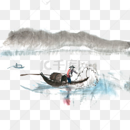 渔夫捕鱼免抠png素材