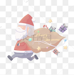 圣诞节奔走的圣诞老人简约人物免扣png